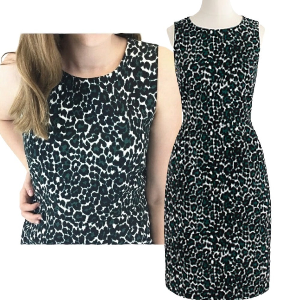 J Crew Animal Print Sheath Dress Sleeveless A5222